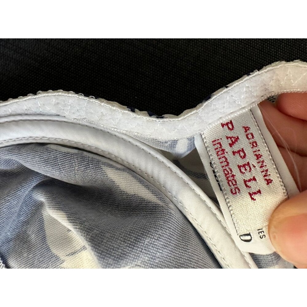 Vintage Adriana‎ Papell 34D Bra Floral Blue White Silk Underwire Plunge 6430 - Picture 12 of 14